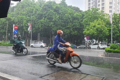 Thủ đô Hà Nội nhiều mây, có mưa vừa, mưa to, có nơi mưa rất to và dông. (Ảnh: Huy Khánh/Vietnam+)