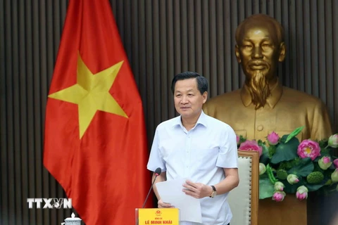 Phó Thủ tướng Lê Minh Khái phát biểu. (Ảnh: An Đăng/TTXVN)