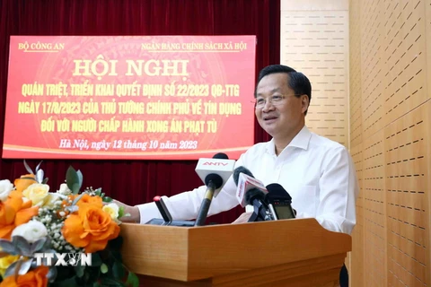 Phó Thủ tướng Lê Minh Khái phát biểu chỉ đạo. (Ảnh: Phạm Kiên/TTXVN)