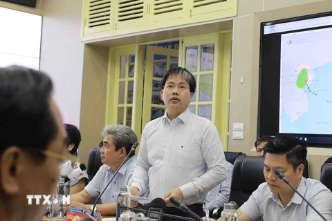 Giám đốc trung tâm Dự báo Khí tượng Thủy văn Quốc gia Mai Văn Khiêm. (Ảnh: Vũ Sinh /TTXVN)