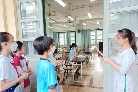 Học sinh chuẩn bị thi khảo sát năng lực vào lớp 6 Trường THPT chuyên Trần Đại Nghĩa, quận 1, năm học 2023-2024. (Nguồn: báo Sài Gòn giải phóng)
