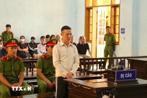 Bị cáo Đinh Tiến Bình bị tuyên phạt 10 năm tù giam về tội “Vi phạm quy định về tham gia giao thông đường bộ.” (Ảnh: Quang Thái/TTXVN)