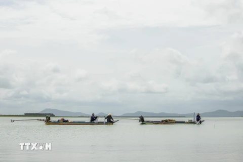 Hồ Dầu Tiếng trải dài trên địa bàn 3 tỉnh Tây Ninh, Bình Dương và Bình Phước là nơi mưu sinh chủ yếu bằng nghề đánh bắt thủy sản của hơn 4.000 hộ dân sinh sống ven hồ. (Ảnh: Giang Phương/TTXVN)