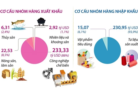 Tám tháng năm 2024: Kim ngạch xuất, nhập khẩu tăng 16,7%