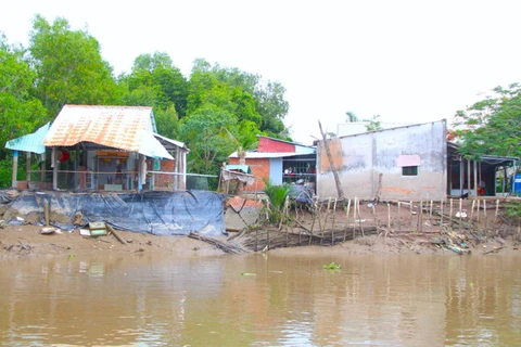 Điểm sạt lở tại bờ sông Kênh Hàn thuộc khu vực ấp Vĩnh Thạnh, xã Phước Vĩnh Đông, huyện Cần Giuộc. (Nguồn; báo Long An)