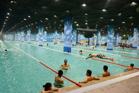 Cụm bể bơi trong nhà có quy mô lớn nhất Việt Nam. (Ảnh: PV/Vietnam+)