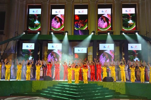 Đại nhạc hội "Chào Xuân mới 2014"-điểm đến của nhiều bạn trẻ. (Ảnh: Quỳnh Trang/Vietnam+)
