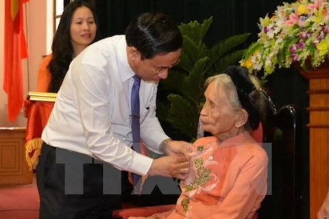 Trao tặng danh hiệu Bà mẹ Việt Nam Anh hùng cho Mẹ Nguyễn Thị Út. (Ảnh minh hoạ: Hoàng Ngà/TTXVN)