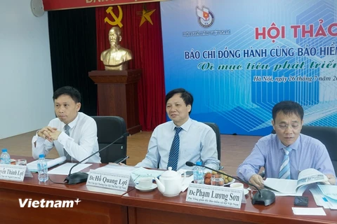 Hội thảo “Báo chí đồng hành cùng Bảo hiểm xã hội Việt Nam vì mục tiêu phát triển xã hội bền vững”. (Ảnh: PV/Vietnam+)