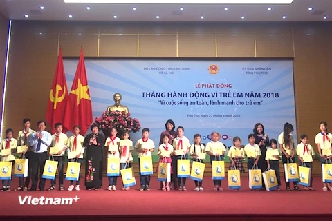 Lễ phát động tháng trẻ em năm 2018. (Ảnh: Hồng Kiều/Vietnam+)