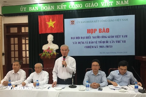 Họp báo thông tin về Đại hội đại biểu người Công giáo Việt Nam xây dựng và bảo vệ Tổ quốc lần thứ VII. (Ảnh: PV/Vietnam+)