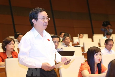 Đại biểu Quốc hội thành phố Hà Nội Hoàng Văn Cường phát biểu ý kiến. (Ảnh: Doãn Tấn/TTXVN)
