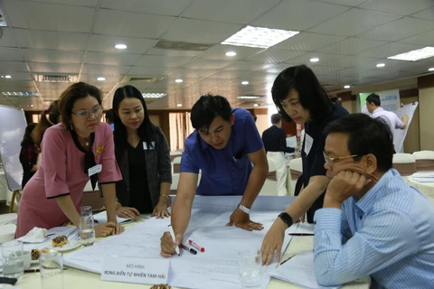 Mô hình sinh kế trồng rong biển ở Quảng Nam được hỗ trợ. (Ảnh: PV/Vietnam+)