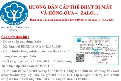 Hướng dẫn cấp lại thẻ bảo hiểm y tế qua Zalo. (Ảnh minh hoạ: PV/Vietnam+)