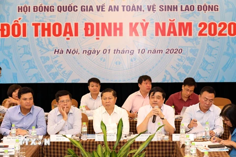 Đối thoại định kỳ của Hội đồng Quốc gia về An toàn, vệ sinh lao động năm 2020. (Ảnh: Anh Tuấn/TTXVN)