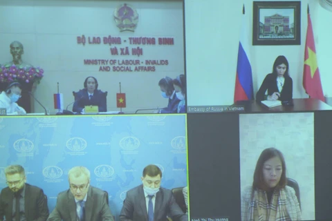 Kỳ họp lần thứ 6 Tổ công tác Việt Nam-Liên bang Nga về lao động diễn ra theo hình thức trực tuyến. (Ảnh: PV/Vietnam+)