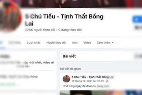 Một trong những trang Facebook chia sẻ hình ảnh trẻ em tại "Tịnh thất Bồng Lai" mà Cục Trẻ em đề nghị xử lý. (Ảnh: PV/Vietnam+)