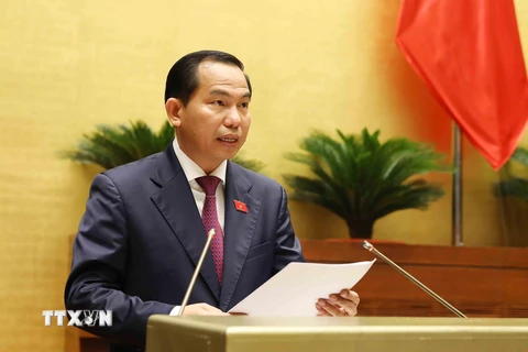 Chủ nhiệm Ủy ban Tài chính, Ngân sách của Quốc hội Lê Quang Mạnh phát biểu. (Ảnh: TTXVN)