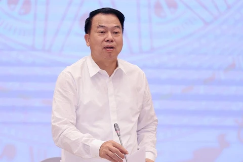 Thứ trưởng Bộ Tài chính Nguyễn Đức Chi thông tin về việc thanh tra toàn diện thị trường bảo hiểm nhân thọ. (Ảnh: PV/Vietnam+)