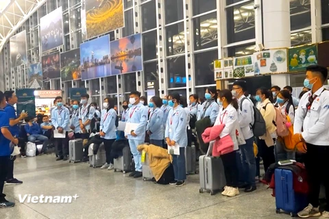 Lao động Việt Nam chuẩn bị đi làm việc tại Nhật Bản. (Ảnh: PV/Vietnam+)
