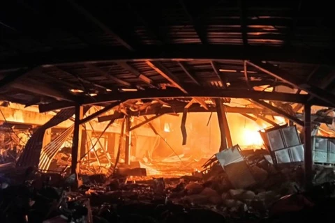 Hiện trường vụ cháy nổ nhà máy ở Đài Loan ngày 22/9. (Ảnh: Taiwan News)