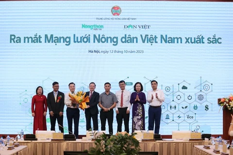 Ra mắt "Mạng lưới Nông dân Việt Nam xuất sắc". (Ảnh: PV/Vietnam+)
