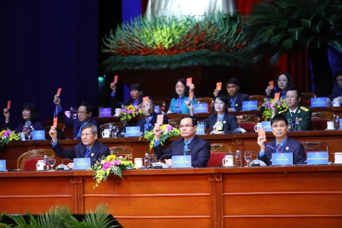 Đại hội XIII Công đoàn Việt Nam nhiệm kỳ 2023-2028 họp phiên thứ nhất. (Ảnh: CTV/Vietnam+)