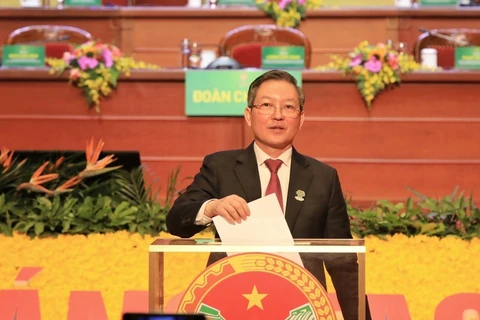 Ông Lương Quốc Đoàn được bầu làm Chủ tịch Ban Chấp hành Trung ương Hội Nông dân Việt Nam khóa VIII. (Ảnh: Anh Tuấn/TTXVN)