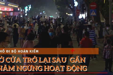 [Video] Hà Nội: Phố đi bộ Hồ Hoàn Kiếm trong ngày đầu mở cửa trở lại