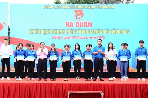 Thành Đoàn Hà Nội tổ chức ra quân Chiến dịch Thanh niên tình nguyên Hè 2022. Ảnh: Minh Đức/TTXVN