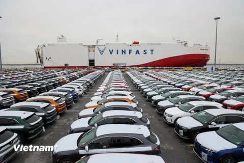 Cận cảnh lô xe VinFast VF8 'khủng' xuất khẩu ra thị trường thế giới