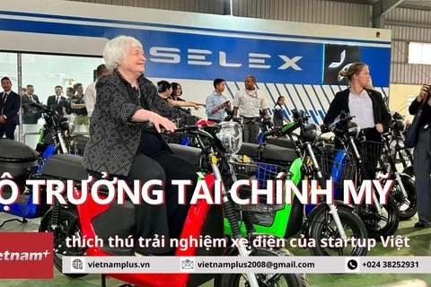 Bộ trưởng Tài chính Mỹ thích thú trải nghiệm xe điện của startup Việt
