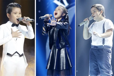 Top ba Giọng hát Việt nhí 2016 (từ trái qua): Nhật Minh, Mai Anh, Thụy Bình.