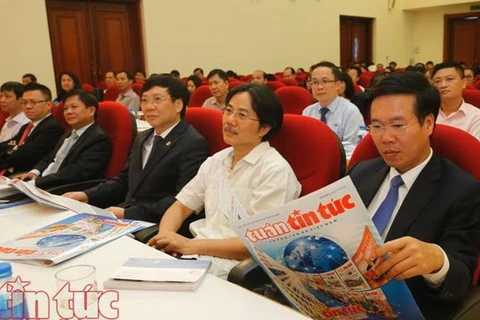 Trưởng ban Tuyên giáo Trung ương Võ Văn Thưởng tham dự lễ kỷ niệm 35 năm báo Tin tức. (Ảnh: Báo Tin tức)