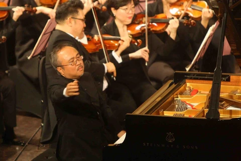 Nghệ sỹ nhân dân Đặng Thái Sơn trình diễn trong một chương trình hòa nhạc ở Hà Nội dịp đầu năm 2019. (Ảnh: TTXVN)