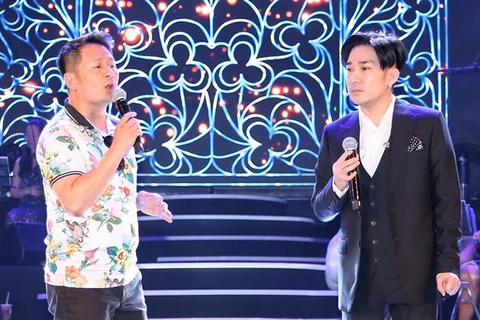 Quang Hà và Bằng Kiều trong buổi tổng duyệt liveshow vào chiều 27/9. (Ảnh: Nghệ sỹ cung cấp)