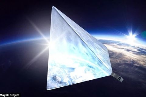 Mô hỏng hoạt động của vệ tinh phản chiếu ánh sát Mặt trời trong dự án Mayak (Nguồn: Daily Mail)