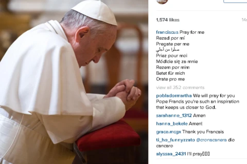 Bức ảnh đầu tiên được Giáo hoàng Francis tải lên Instagram (Nguồn: Telegraph)