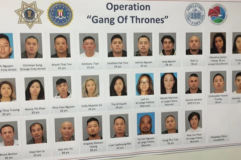Ảnh các tay anh chị gốc Việt đã bị bắt trong chiến dịch Gang of Throne. (Nguồn: mercurynews.com)
