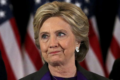 Bà Clinton đã không giấu nổi nỗi buồn sau thất bại tại cuộc bầu cử tổng thống Mỹ. (Nguồn: RT)