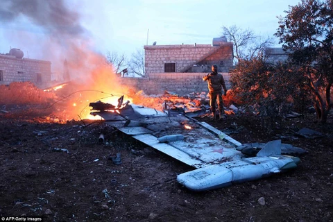 Chiếc Su-25 đã bị rơi sau khi trúng tên lửa tại Idlib. (Nguồn: Getty)