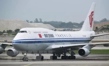 Chiếc máy bay Air China được cho là đã chở ông Kim tới Singapore. (Nguồn: Straits Times)