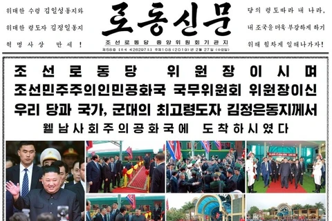 Khác với thông lệ, báo chí Triều Tiên đã đưa tin rất sát về chuyến đi của Chủ tịch Kim Jong-un tới Việt Nam. (Nguồn: Yonhap)