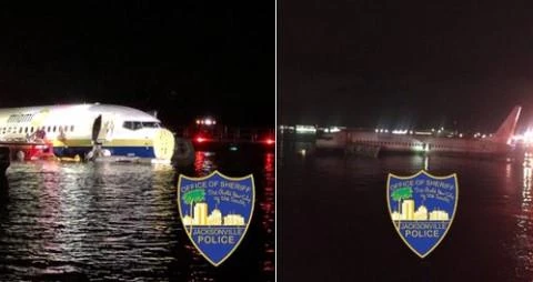 Hình ảnh được báo chí Mỹ đăng tải cho thấy máy bay đang nổi trên mặt sông. (Nguồn: CNN)