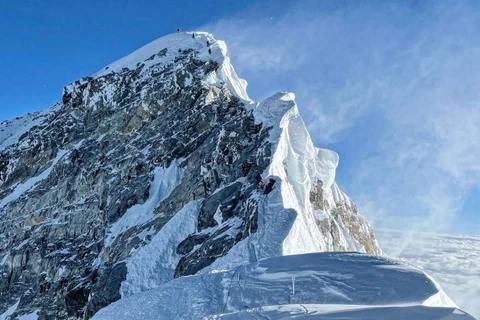 Những người leo núi di chuyển theo mặt phía Nam của Everest để lên đỉnh. (Nguồn: CNN)