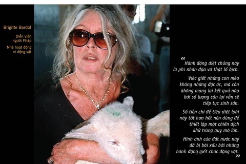 Cô đào Brigitte Bardot luôn đi đầu trong phong trào bảo vệ động vật hoang dã. (Ảnh: AP)