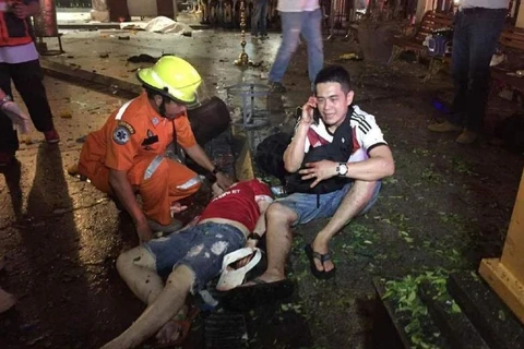 Hiện trường thảm khốc vụ đánh bom ở Bangkok tối 17/8. (Nguồn: CCTV)