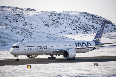 Airbus A350-1000 được thử nghiệm bay trong thời tiết giá lạnh. (Ảnh: Airbus) 
