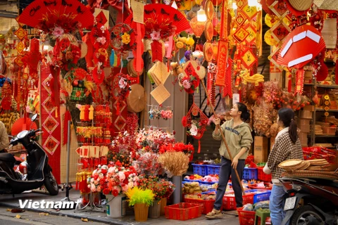 Hà Nội: Phố Hàng Mã rực rỡ sắc đỏ đón Tết Giáp Thìn 2024 