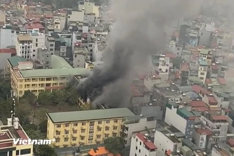 Hiện trường vụ cháy nhìn từ trên cao. (Ảnh: PV/Vietnam+)